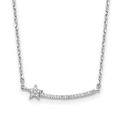 Sterling Shimmer Sterling Silver Rhodium-plated CZ 22 Stone 16 inch with 2 inch extension Star Necklace QSH119-16