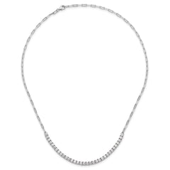 Sterling Shimmer Sterling Silver Rhodium-plated CZ 33 Stone 16 inch with 2 inch extender Paperclip Link Necklace QSH122-16