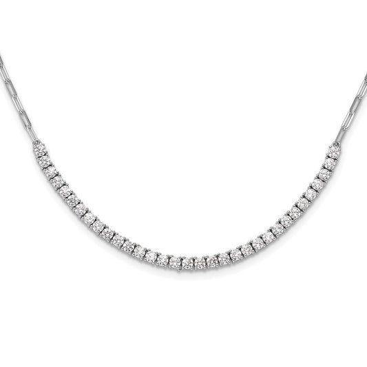 Sterling Shimmer Sterling Silver Rhodium-plated CZ 33 Stone 16 inch with 2 inch extender Paperclip Link Necklace QSH122-16