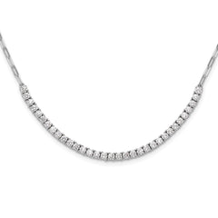 Sterling Shimmer Sterling Silver Rhodium-plated CZ 33 Stone 16 inch with 2 inch extender Paperclip Link Necklace QSH122-16
