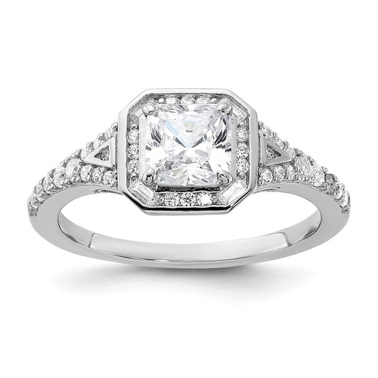 Sterling Shimmer Sterling Silver Rhodium-plated CZ 41 Stone Open Back Ring