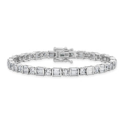 Sterling Shimmer Sterling Silver Rhodium-plated CZ 59 Stone 7.25 inch Bracelet QSH124-7.25