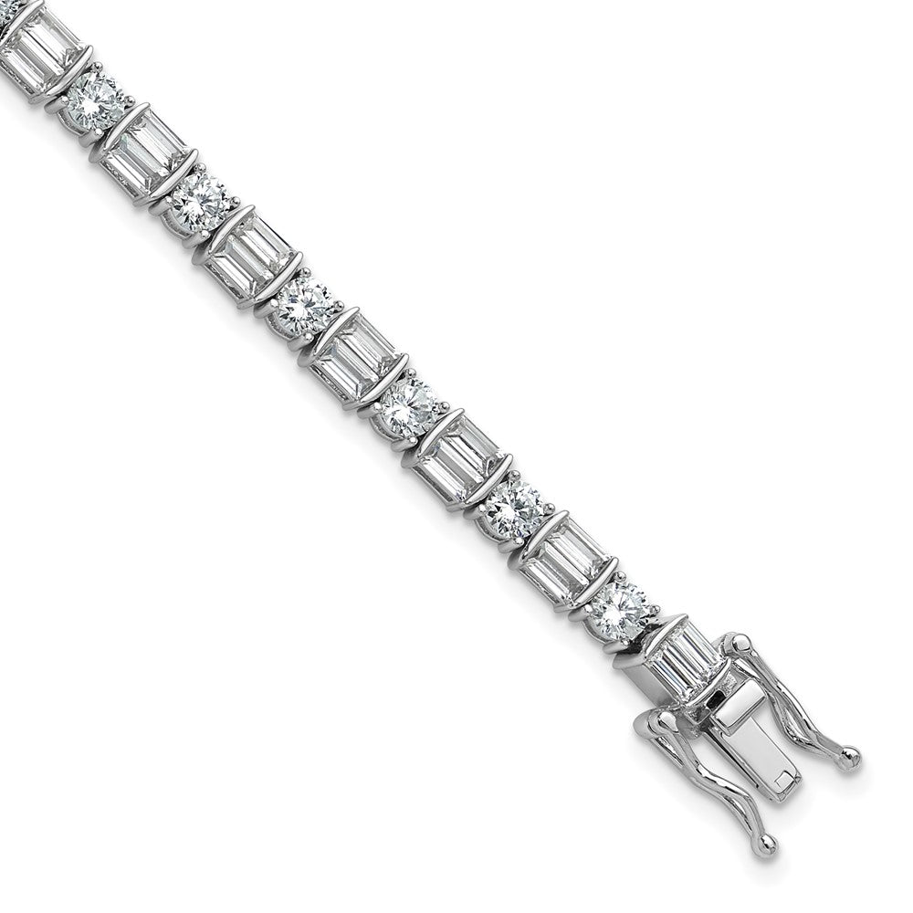Sterling Shimmer Sterling Silver Rhodium-plated CZ 59 Stone 7.25 inch Bracelet QSH124-7.25