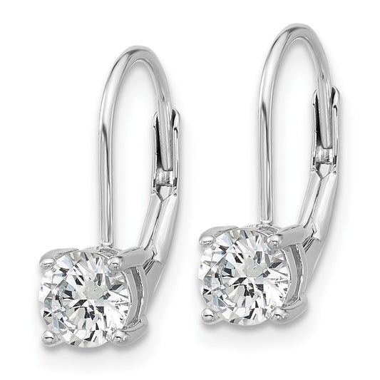 QSH132 Sterling Shimmer Sterling Silver Rhodium-plated 5mm CZ 2 Stone Leverback Earrings