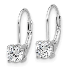 QSH132 Sterling Shimmer Sterling Silver Rhodium-plated 5mm CZ 2 Stone Leverback Earrings