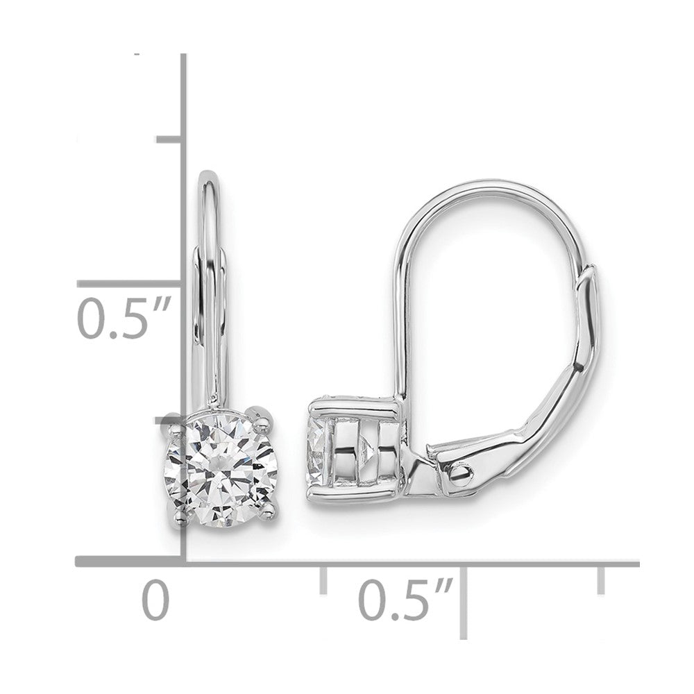 QSH132 Sterling Shimmer Sterling Silver Rhodium-plated 5mm CZ 2 Stone Leverback Earrings