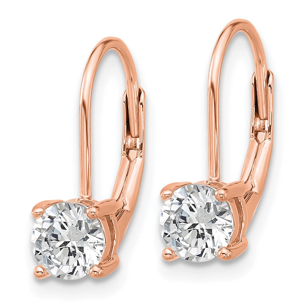 QSH132P Sterling Shimmer Sterling Silver Rose-tone Flash Rose-gold Plated 5mm CZ 2 Stone Leverback Earrings