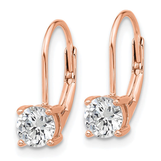 QSH132P Sterling Shimmer Sterling Silver Rose-tone Flash Rose-gold Plated 5mm CZ 2 Stone Leverback Earrings