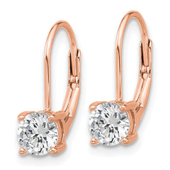QSH132P Sterling Shimmer Sterling Silver Rose-tone Flash Rose-gold Plated 5mm CZ 2 Stone Leverback Earrings
