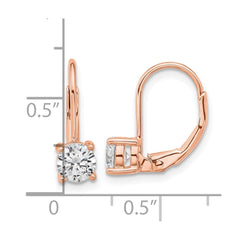 QSH132P Sterling Shimmer Sterling Silver Rose-tone Flash Rose-gold Plated 5mm CZ 2 Stone Leverback Earrings