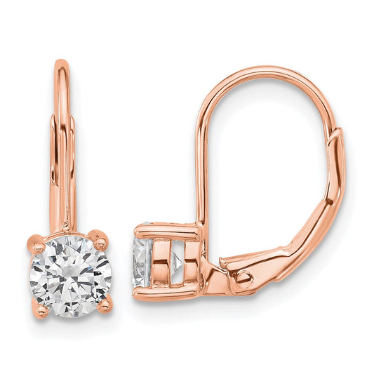 QSH132P Sterling Shimmer Sterling Silver Rose-tone Flash Rose-gold Plated 5mm CZ 2 Stone Leverback Earrings