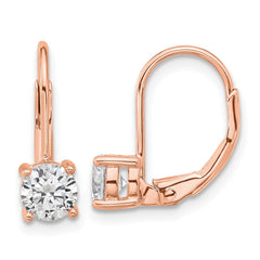 QSH132P Sterling Shimmer Sterling Silver Rose-tone Flash Rose-gold Plated 5mm CZ 2 Stone Leverback Earrings