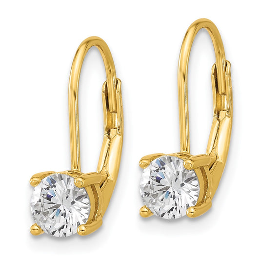 QSH132Y Sterling Shimmer Sterling Silver Gold-tone Flash-gold Plated 5mm CZ 2 Stone Leverback Earrings