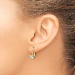 QSH132Y Sterling Shimmer Sterling Silver Gold-tone Flash-gold Plated 5mm CZ 2 Stone Leverback Earrings