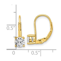 QSH132Y Sterling Shimmer Sterling Silver Gold-tone Flash-gold Plated 5mm CZ 2 Stone Leverback Earrings