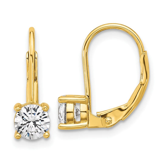 QSH132Y Sterling Shimmer Sterling Silver Gold-tone Flash-gold Plated 5mm CZ 2 Stone Leverback Earrings