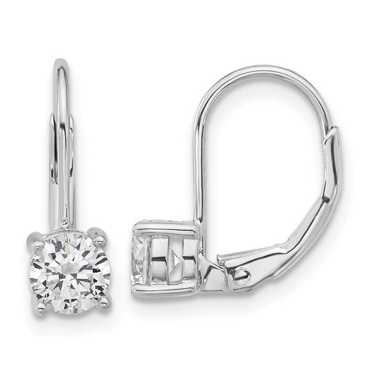 QSH132 Sterling Shimmer Sterling Silver Rhodium-plated 5mm CZ 2 Stone Leverback Earrings