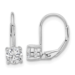 QSH132 Sterling Shimmer Sterling Silver Rhodium-plated 5mm CZ 2 Stone Leverback Earrings