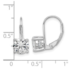 QSH133 Sterling Shimmer Sterling Silver Rhodium-plated 7mm CZ 2 Stone Leverback Earrings