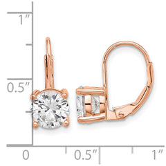 QSH133P Sterling Shimmer Sterling Silver Rose-tone Flash Rose-gold Plated 7mm CZ 2 Stone Leverback Earrings