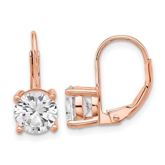 QSH133P Sterling Shimmer Sterling Silver Rose-tone Flash Rose-gold Plated 7mm CZ 2 Stone Leverback Earrings