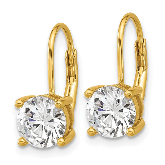 QSH133Y Sterling Shimmer Sterling Silver Gold-tone Flash-gold Plated 7mm CZ 2 Stone Leverback Earrings