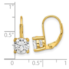 QSH133Y Sterling Shimmer Sterling Silver Gold-tone Flash-gold Plated 7mm CZ 2 Stone Leverback Earrings