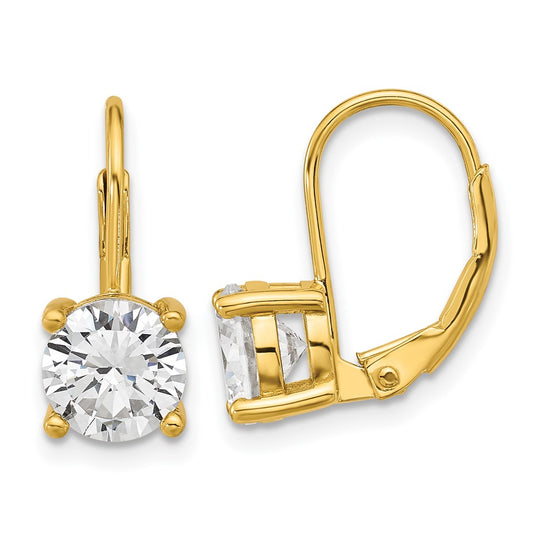 QSH133Y Sterling Shimmer Sterling Silver Gold-tone Flash-gold Plated 7mm CZ 2 Stone Leverback Earrings