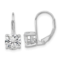 QSH133 Sterling Shimmer Sterling Silver Rhodium-plated 7mm CZ 2 Stone Leverback Earrings