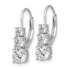 QSH135 Sterling Shimmer Sterling Silver Rhodium-plated CZ 6 Stone Leverback Earrings