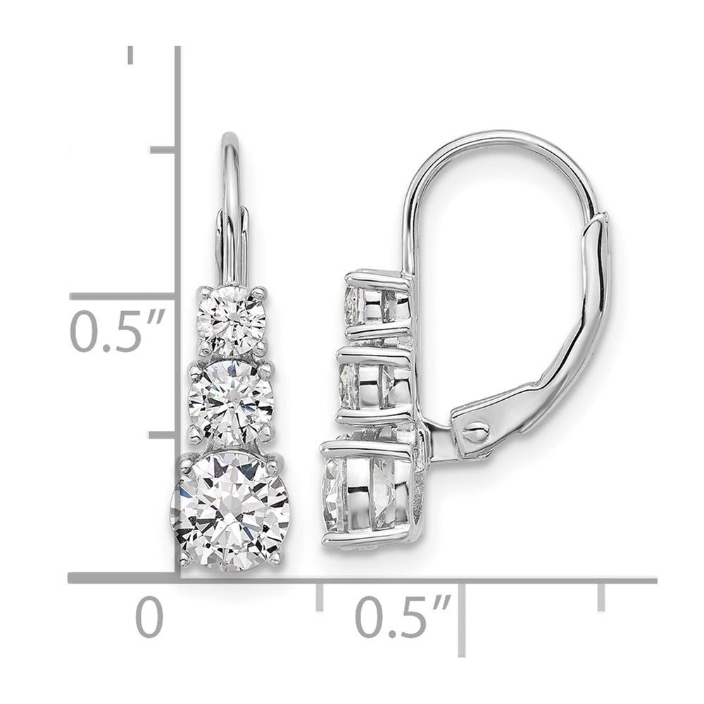 QSH135 Sterling Shimmer Sterling Silver Rhodium-plated CZ 6 Stone Leverback Earrings