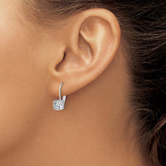 QSH139 Sterling Shimmer Sterling Silver Rhodium-plated 6mm CZ 2 Stone Leverback Earrings