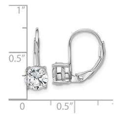 QSH139 Sterling Shimmer Sterling Silver Rhodium-plated 6mm CZ 2 Stone Leverback Earrings