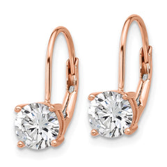 QSH139P Sterling Shimmer Sterling Silver Rose-tone Flash Rose-gold Plated 6mm CZ 2 Stone Leverback Earrings