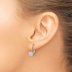 QSH139P Sterling Shimmer Sterling Silver Rose-tone Flash Rose-gold Plated 6mm CZ 2 Stone Leverback Earrings