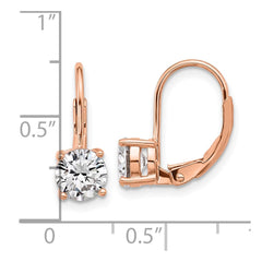 QSH139P Sterling Shimmer Sterling Silver Rose-tone Flash Rose-gold Plated 6mm CZ 2 Stone Leverback Earrings