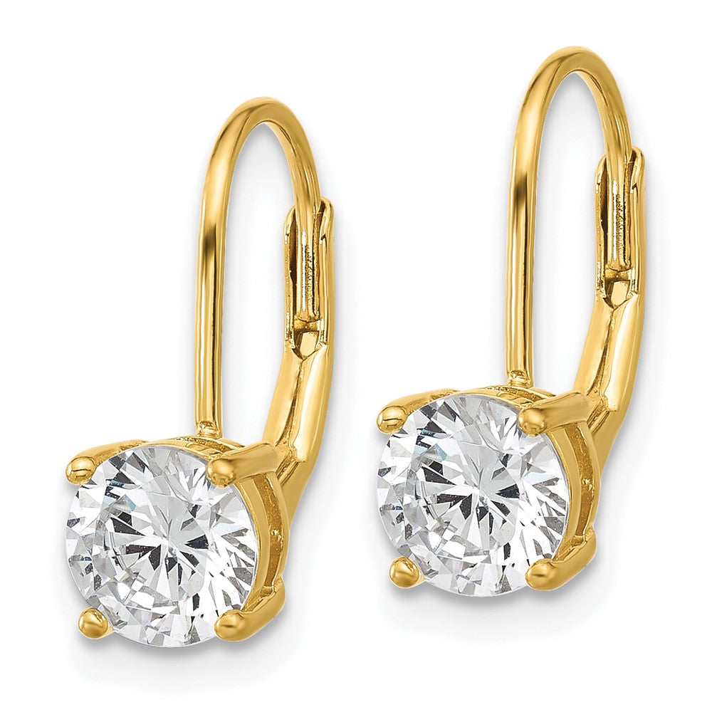 QSH139Y Sterling Shimmer Sterling Silver Gold-tone Flash-gold Plated 6mm CZ 2 Stone Leverback Earrings