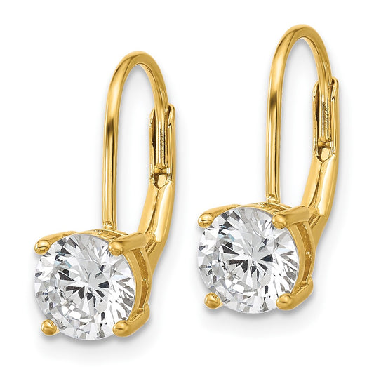 QSH139Y Sterling Shimmer Sterling Silver Gold-tone Flash-gold Plated 6mm CZ 2 Stone Leverback Earrings