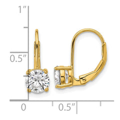 QSH139Y Sterling Shimmer Sterling Silver Gold-tone Flash-gold Plated 6mm CZ 2 Stone Leverback Earrings