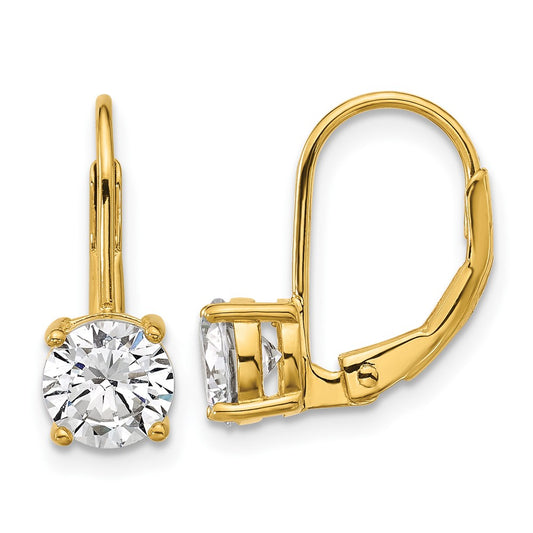 QSH139Y Sterling Shimmer Sterling Silver Gold-tone Flash-gold Plated 6mm CZ 2 Stone Leverback Earrings