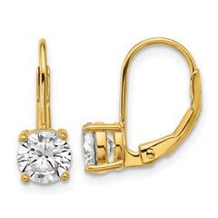 QSH139Y Sterling Shimmer Sterling Silver Gold-tone Flash-gold Plated 6mm CZ 2 Stone Leverback Earrings