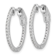 QSH140 Sterling Shimmer Sterling Silver Rhodium-plated 1.3mm CZ 48 Stone Oval In and Out Hinged Oval Hoop Earrings