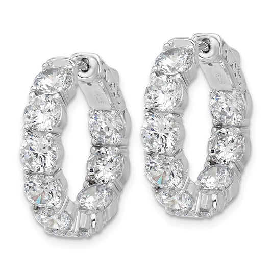 QSH146 Sterling Shimmer Sterling Silver Rhodium-plated 4.75mm CZ 18 Stone In and Out Hinged Hoop Earrings