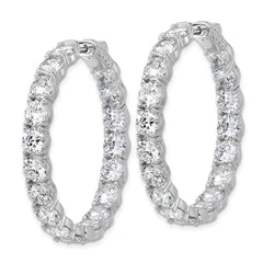 QSH147 Sterling Shimmer Sterling Silver Rhodium-plated 5.2mm CZ 36 Stone In and Out Hinged Hoop Earrings
