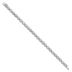 Sterling Shimmer Sterling Silver Rhodium-plated 6mm x 4mm CZ 25 Stone Oval Link 6.75 inch Bracelet QSH155-6.75