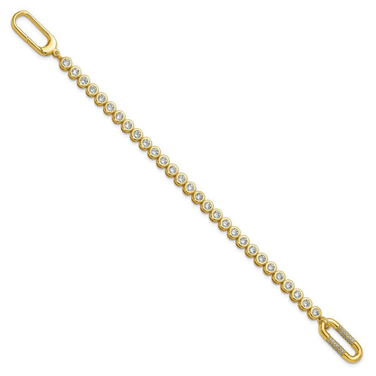 Sterling Shimmer Sterling Silver Gold-tone Flash Gold-plated CZ 113 Stone 7 inch Bracelet QSH156-7