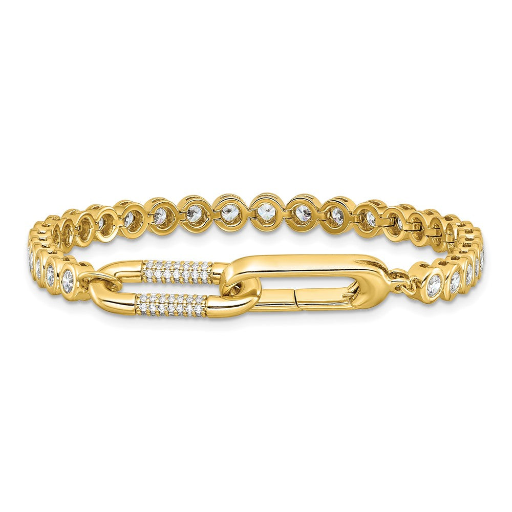 Sterling Shimmer Sterling Silver Gold-tone Flash Gold-plated CZ 113 Stone 7 inch Bracelet QSH156-7