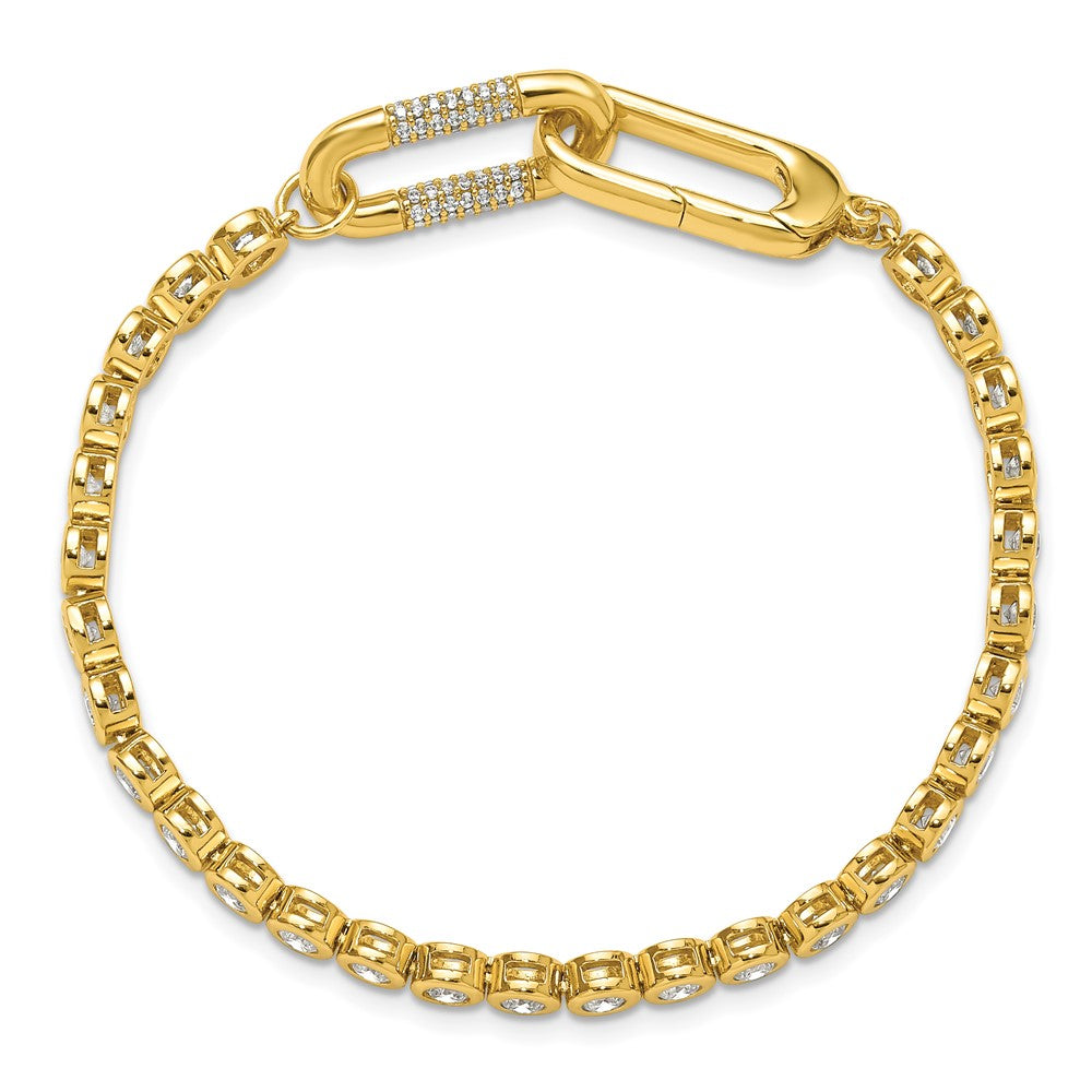 Sterling Shimmer Sterling Silver Gold-tone Flash Gold-plated CZ 113 Stone 7 inch Bracelet QSH156-7
