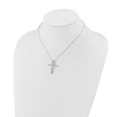 Sterling Shimmer Sterling Silver Rhodium-plated 2.3mm CZ 21 Stone Cross 16 inch with 2 inch Extension Necklace QSH157-16