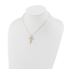 Sterling Shimmer Sterling Silver Gold-tone Flash Gold-plated 2.3mm CZ 21 Stone Cross 16 inch with 2 inch Extension Necklace QSH157Y-16